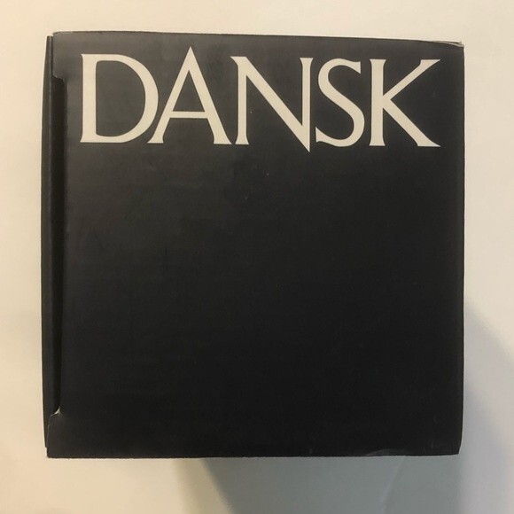 DANSK NIB Metallise Bud Vase 7.25" White Bronze Brown Band Crackle Flowers - Picture 4 of 10